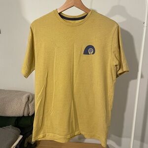 Patagonia Mustard Yellow Tee with Blue Logo